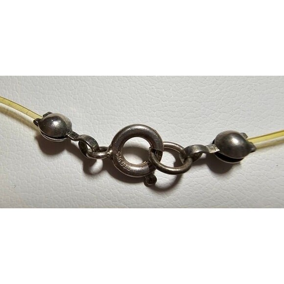 Smoky Grey Facet Cut Glass Bead Station Choker Necklace 925 Springring Clasp 14" - Picture 3 of 3